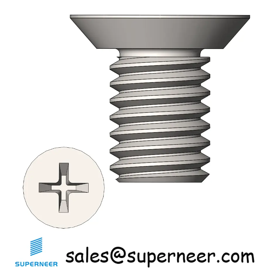 M3 x 5 mm  Flat Head Undercut Phillips Machine Screw SUS304 Stainless Steel Inox