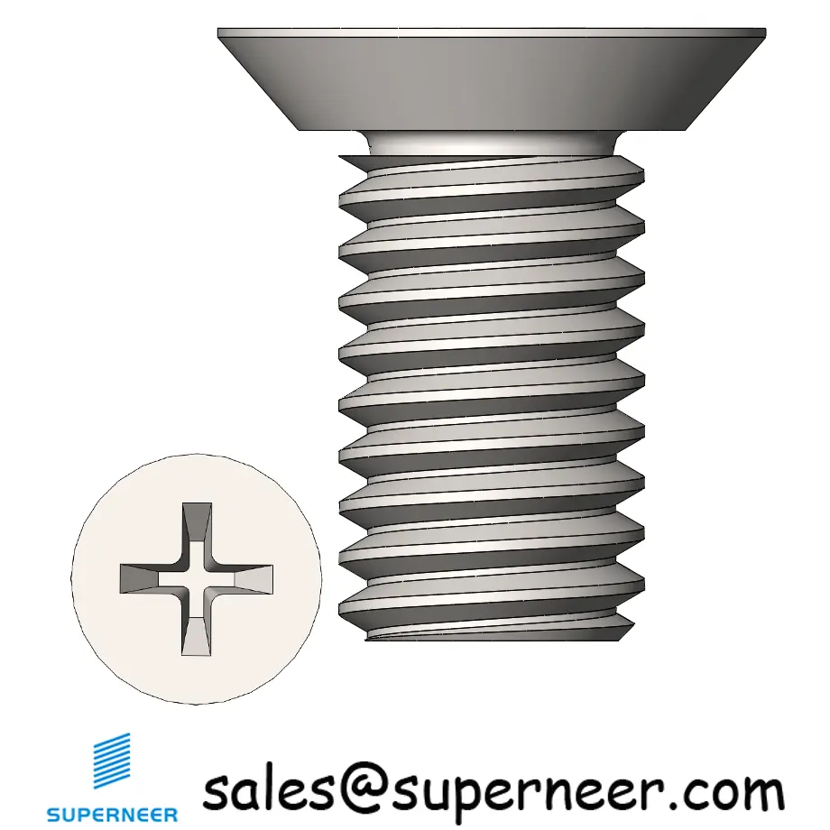 M3 x 6 mm  Flat Head Undercut Phillips Machine Screw SUS304 Stainless Steel Inox