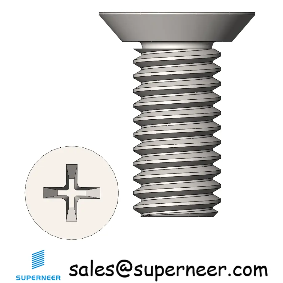 M3 x 7 mm  Flat Head Undercut Phillips Machine Screw SUS304 Stainless Steel Inox