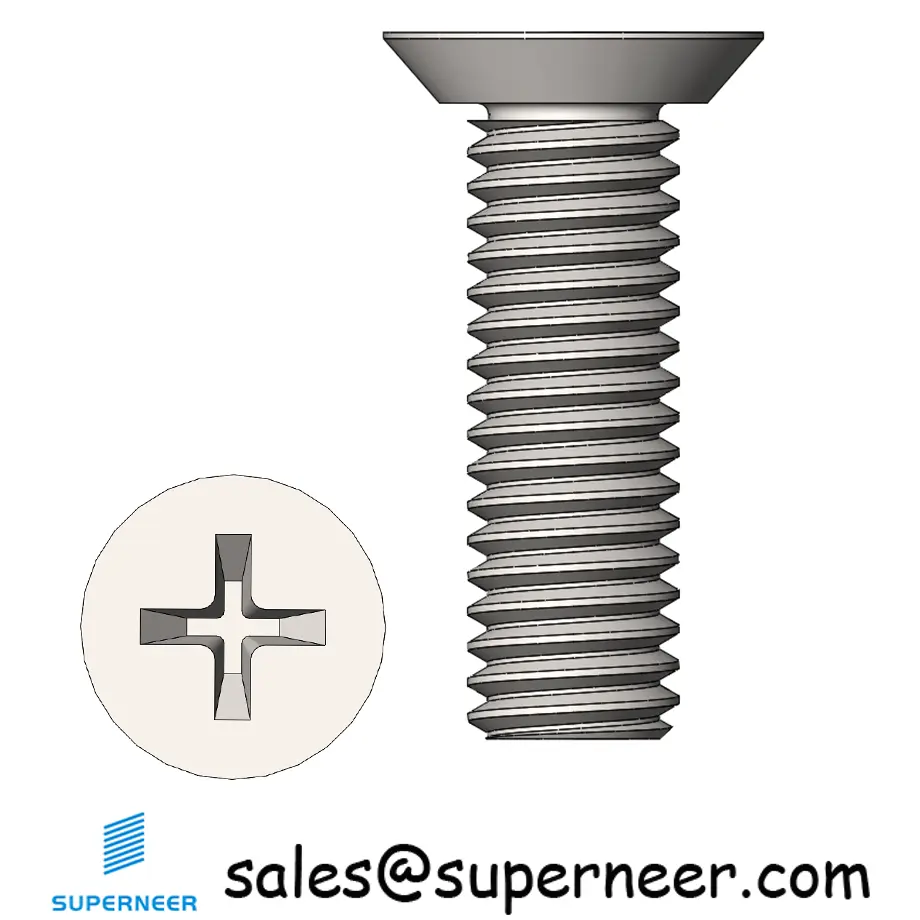 M3 x 10 mm  Flat Head Undercut Phillips Machine Screw SUS304 Stainless Steel Inox