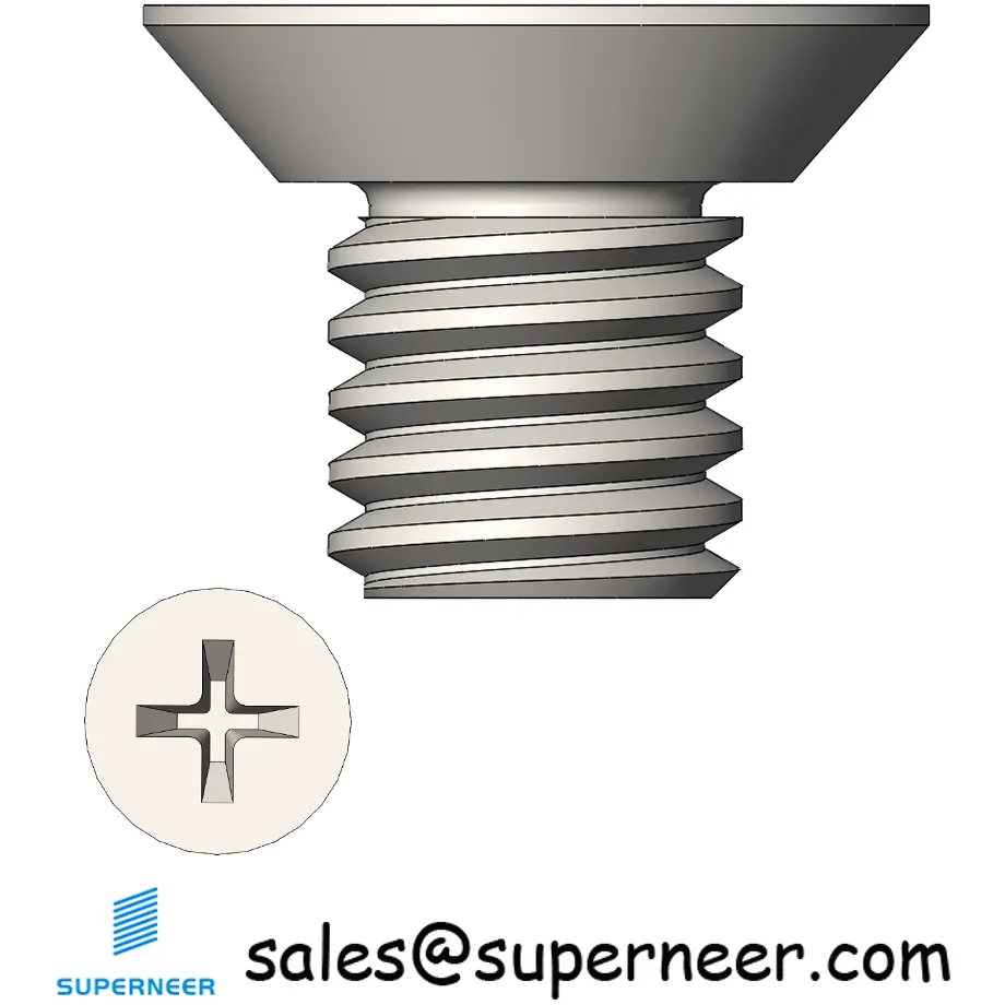 M3.5 x 5 mm  Flat Head Undercut Phillips Machine Screw SUS304 Stainless Steel Inox