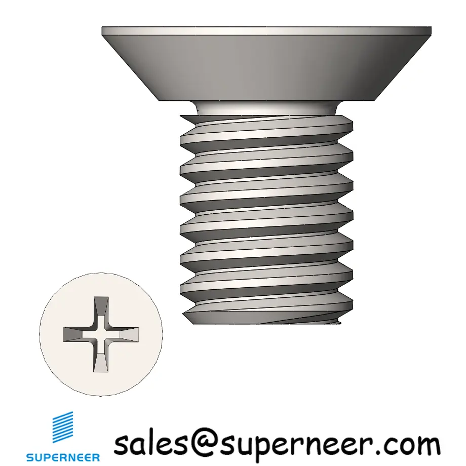 M3.5 x 6 mm  Flat Head Undercut Phillips Machine Screw SUS304 Stainless Steel Inox