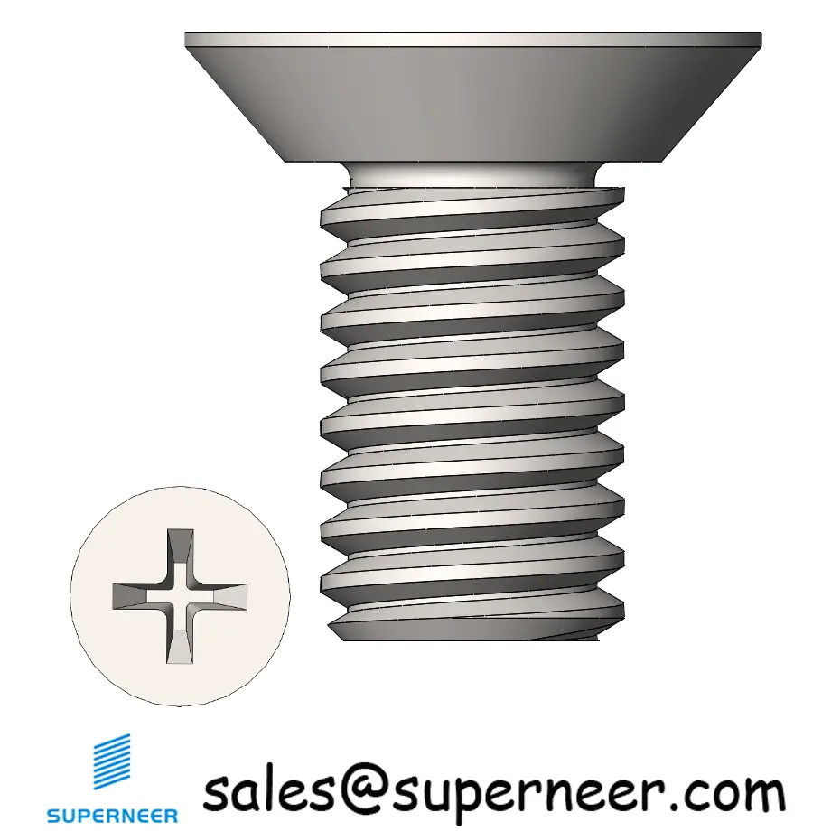 M3.5 x 7 mm  Flat Head Undercut Phillips Machine Screw SUS304 Stainless Steel Inox