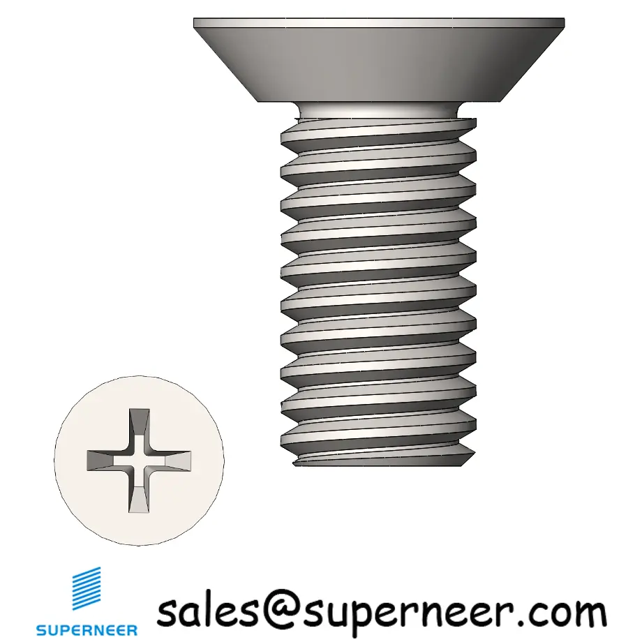 M3.5 x 8 mm  Flat Head Undercut Phillips Machine Screw SUS304 Stainless Steel Inox