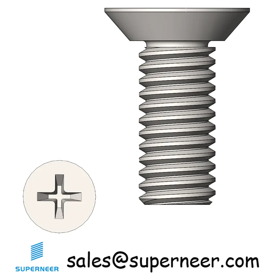 M3.5 x 9 mm  Flat Head Undercut Phillips Machine Screw SUS304 Stainless Steel Inox