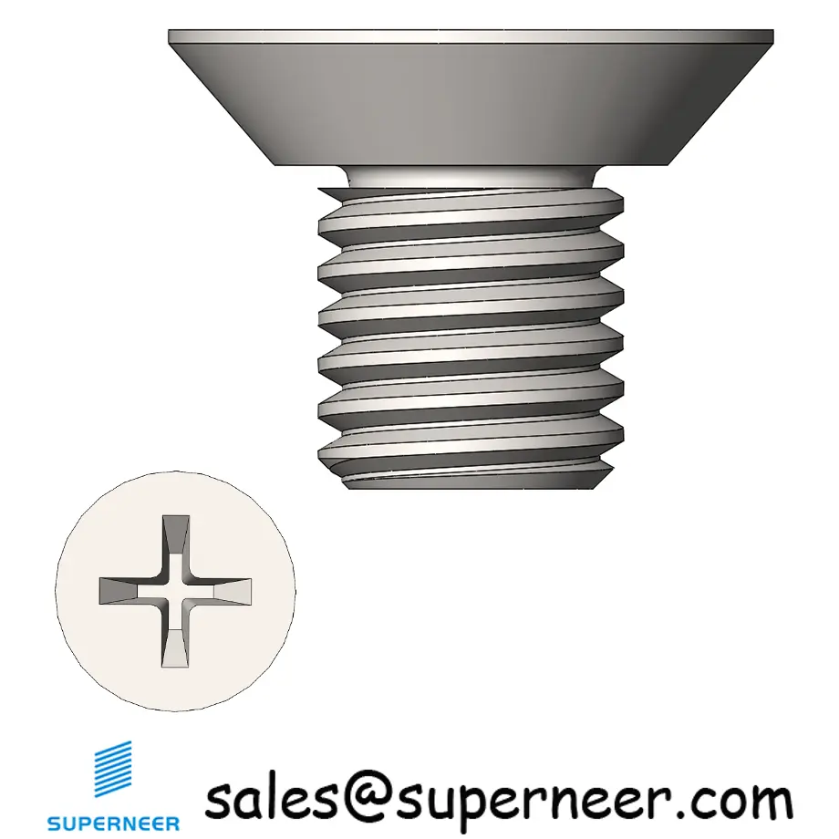 M4 x 6 mm  Flat Head Undercut Phillips Machine Screw SUS304 Stainless Steel Inox