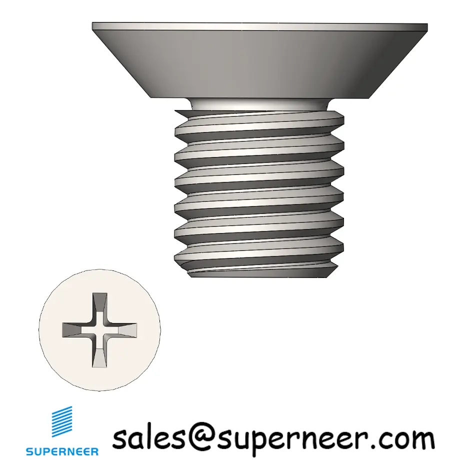 M4 x 7 mm  Flat Head Undercut Phillips Machine Screw SUS304 Stainless Steel Inox