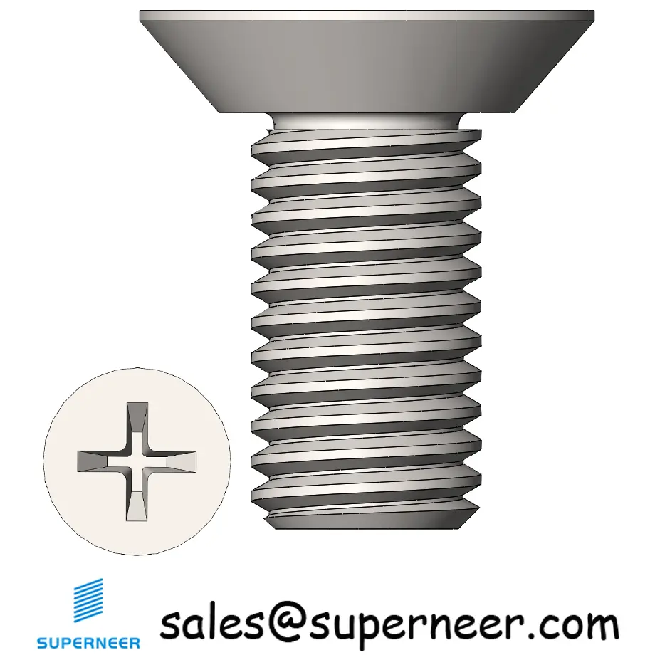 M4 x 9 mm  Flat Head Undercut Phillips Machine Screw SUS304 Stainless Steel Inox