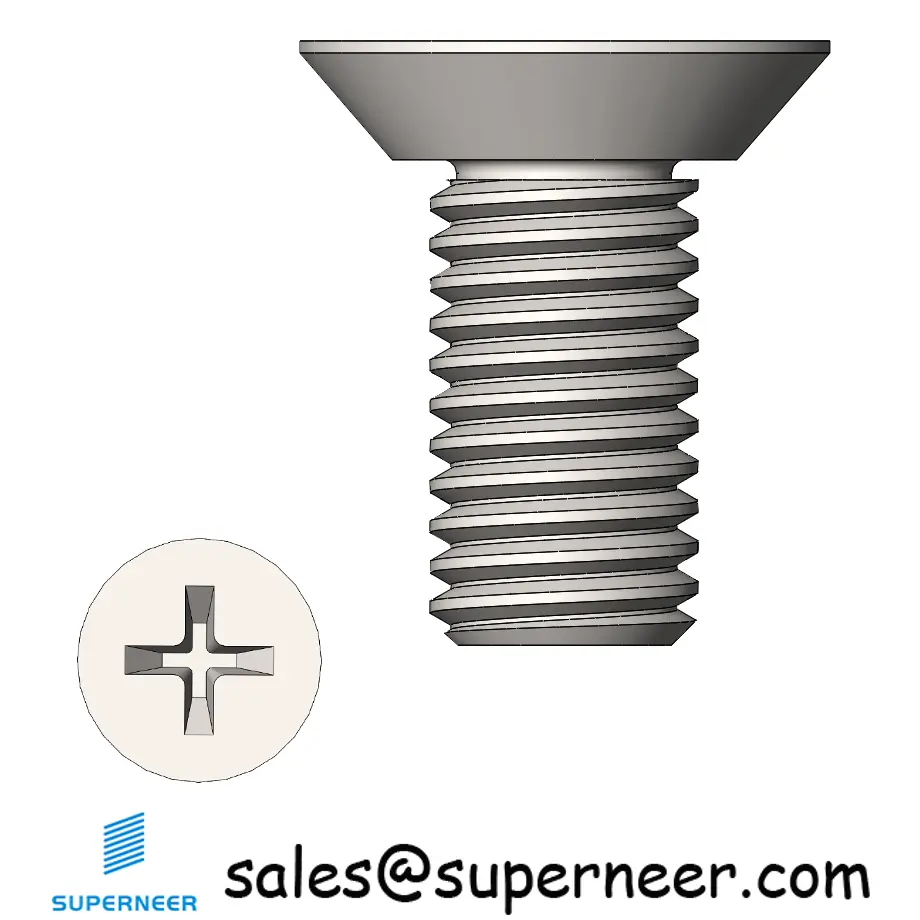 M4 x 10 mm  Flat Head Undercut Phillips Machine Screw SUS304 Stainless Steel Inox