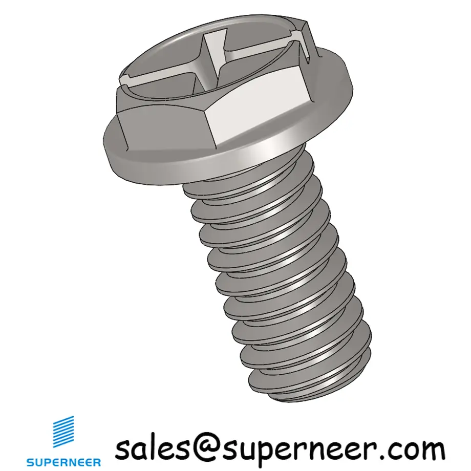 2-56 x 3/16" Indented Hex Washer Head Phillips Slot Machine Screw SUS304 Stainless Steel Inox