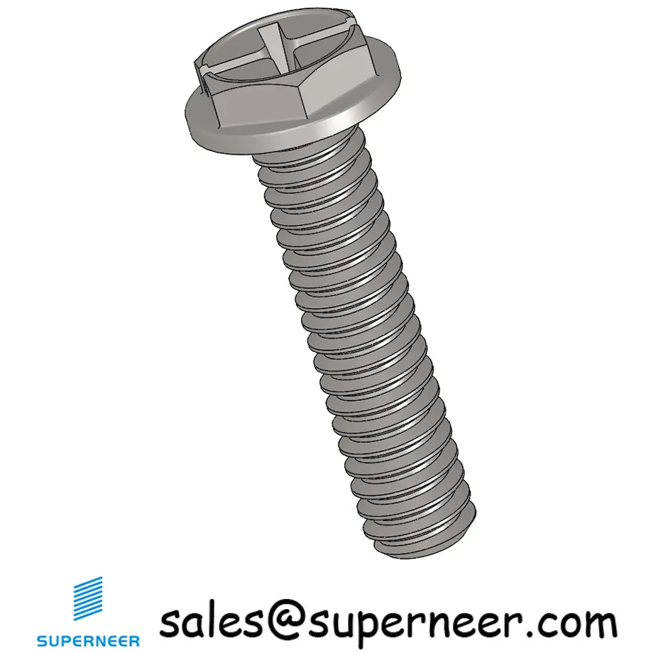 2-56 x 3/8" Indented Hex Washer Head Phillips Slot Machine Screw SUS304 Stainless Steel Inox