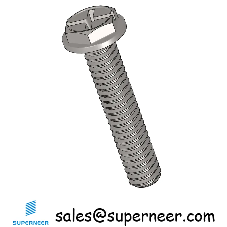 2-56 x 7/16“ Indented Hex Washer Head Phillips Slot Machine Screw SUS304 Stainless Steel Inox