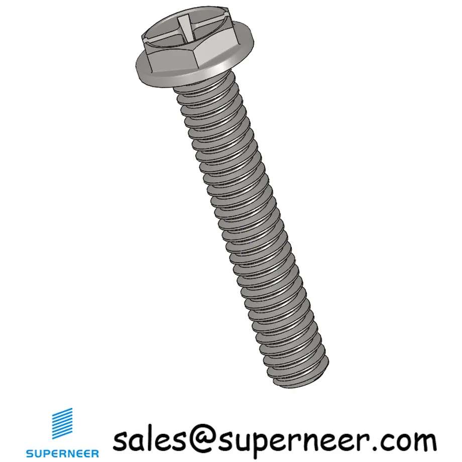 2-56 x 1/2" Indented Hex Washer Head Phillips Slot Machine Screw SUS304 Stainless Steel Inox