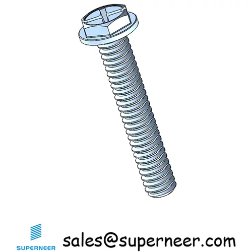 2-56 x 1/2" Indented Hex Washer Head Phillips Slot Machine Screw Steel Blue Zinc Plated