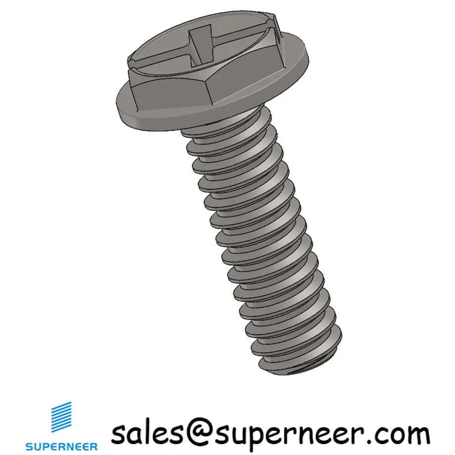 4-40 x 3/8" Indented Hex Washer Head Phillips Slot Machine Screw SUS304 Stainless Steel Inox