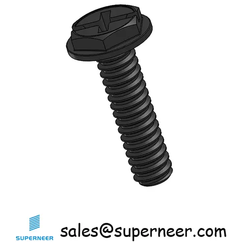 4-40 x 7/16“ Indented Hex Washer Head Phillips Slot Machine Screw Steel Black