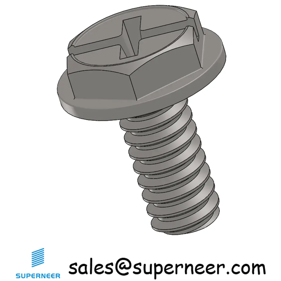 6-32 x 5/16" Indented Hex Washer Head Phillips Slot Machine Screw SUS304 Stainless Steel Inox