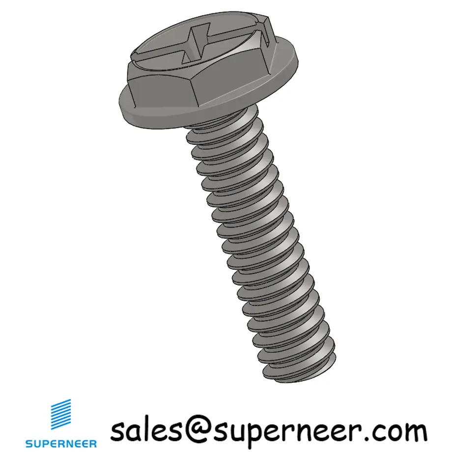 6-32 x 9/16“ Indented Hex Washer Head Phillips Slot Machine Screw SUS304 Stainless Steel Inox