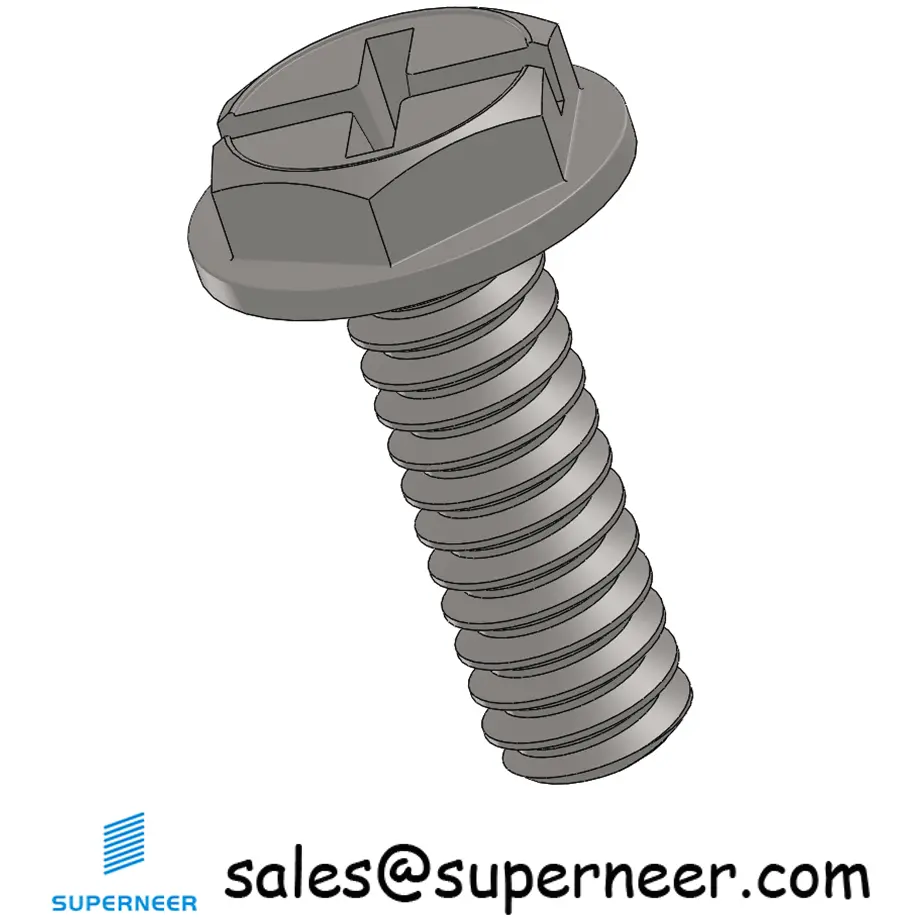 10-32 x 9/16“ Indented Hex Washer Head Phillips Slot Machine Screw SUS304 Stainless Steel Inox