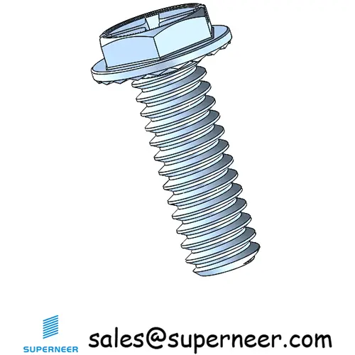 2-56 x 1/4" Indented Hex Washer Serrated Head Phillips Slot Machine Screw Steel Blue Zinc Plated