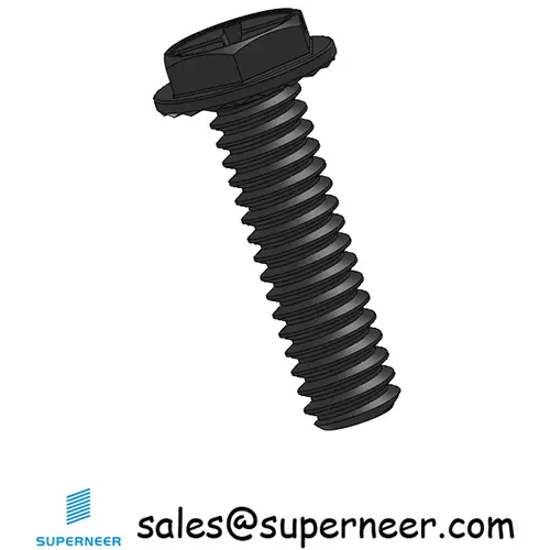 2-56 x 5/16" Indented Hex Washer Serrated Head Phillips Slot Machine Screw Steel Black