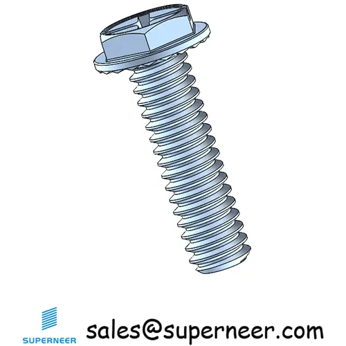 2-56 x 5/16" Indented Hex Washer Serrated Head Phillips Slot Machine Screw Steel Blue Zinc Plated