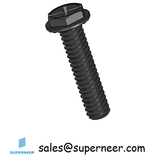 2-56 x 3/8" Indented Hex Washer Serrated Head Phillips Slot Machine Screw Steel Black