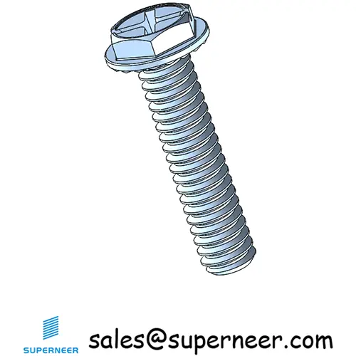 2-56 x 3/8" Indented Hex Washer Serrated Head Phillips Slot Machine Screw Steel Blue Zinc Plated