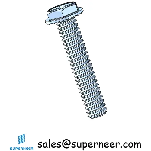 2-56 x 7/16“ Indented Hex Washer Serrated Head Phillips Slot Machine Screw Steel Blue Zinc Plated