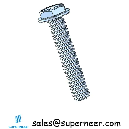 2-56 x 1/2" Indented Hex Washer Serrated Head Phillips Slot Machine Screw Steel Blue Zinc Plated