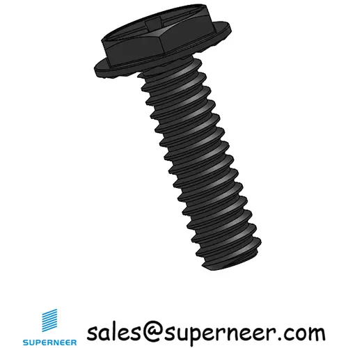 4-40 x 3/8" Indented Hex Washer Serrated Head Phillips Slot Machine Screw Steel Black