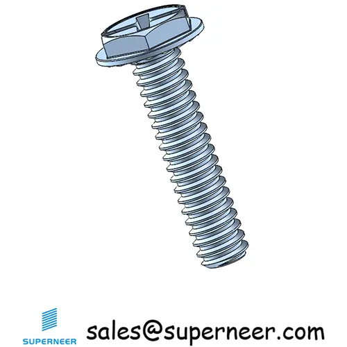 4-40 x 1/2" Indented Hex Washer Serrated Head Phillips Slot Machine Screw Steel Blue Zinc Plated
