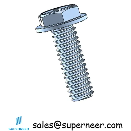 8-32 x 1/2" Indented Hex Washer Serrated Head Phillips Slot Machine Screw Steel Blue Zinc Plated