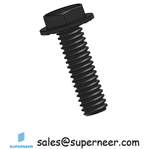 8-32 x 9/16“ Indented Hex Washer Serrated Head Phillips Slot Machine Screw Steel Black