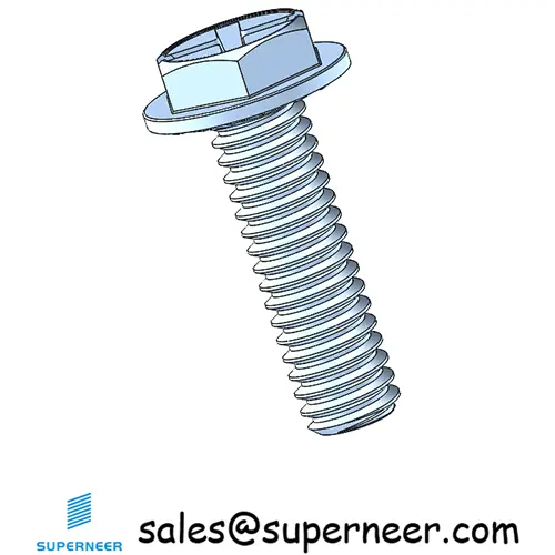 8-32 x 9/16“ Indented Hex Washer Serrated Head Phillips Slot Machine Screw Steel Blue Zinc Plated