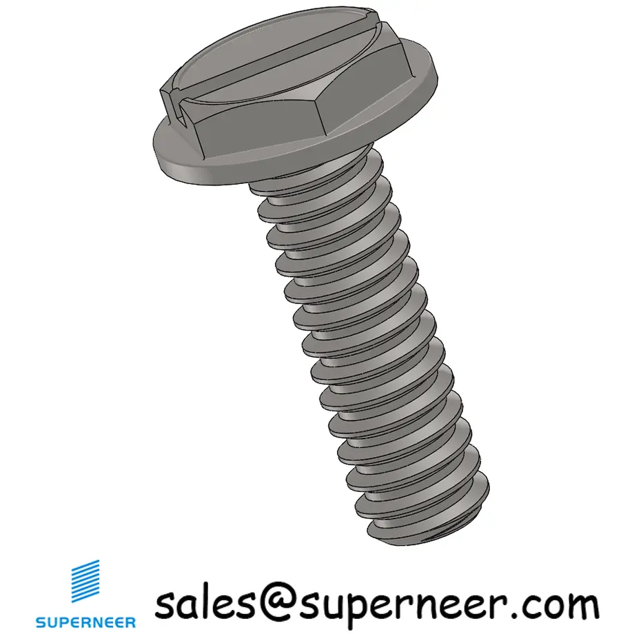 4-40 x 3/8" Indented Hex Washer Head Slotted Machine Screw SUS304 Stainless Steel Inox
