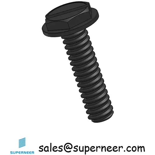 4-40 x 7/16“ Indented Hex Washer Head Slotted Machine Screw Steel Black