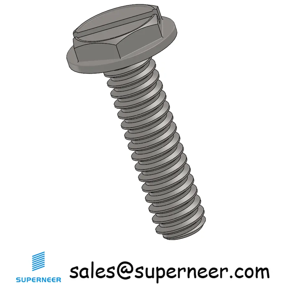 4-40 x 7/16“ Indented Hex Washer Head Slotted Machine Screw SUS304 Stainless Steel Inox