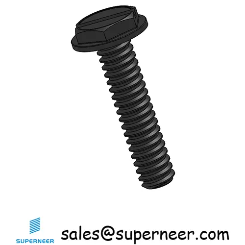 4-40 x 1/2" Indented Hex Washer Head Slotted Machine Screw Steel Black