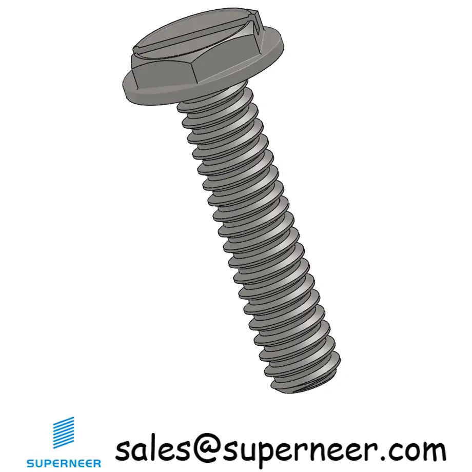 4-40 x 1/2" Indented Hex Washer Head Slotted Machine Screw SUS304 Stainless Steel Inox