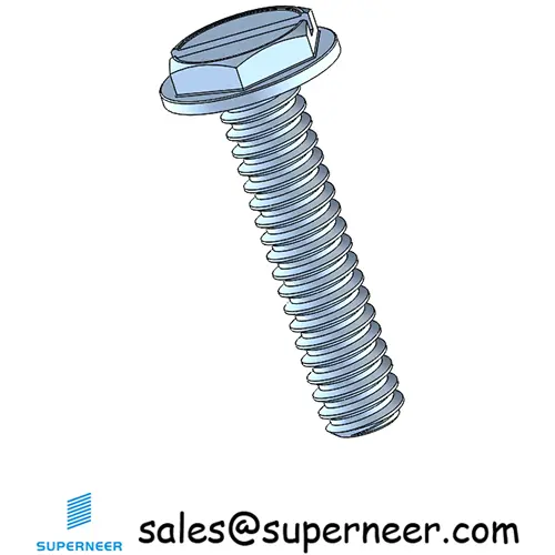 4-40 x 1/2" Indented Hex Washer Head Slotted Machine Screw Steel Blue Zinc Plated