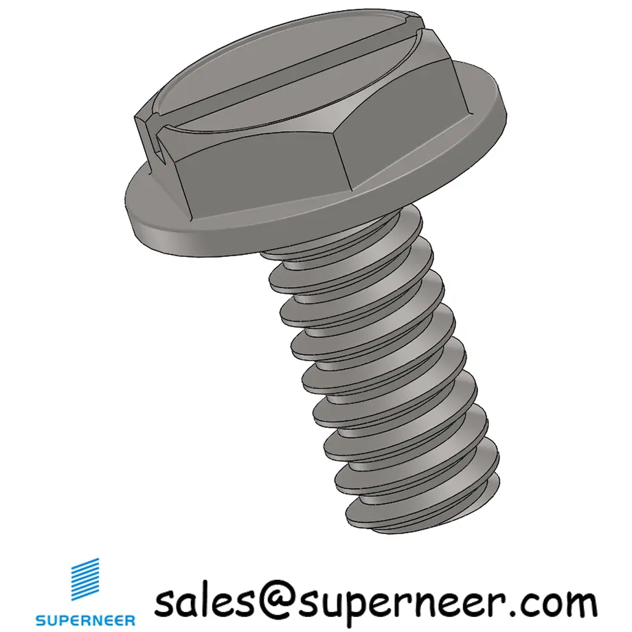 6-32 x 5/16" Indented Hex Washer Head Slotted Machine Screw SUS304 Stainless Steel Inox