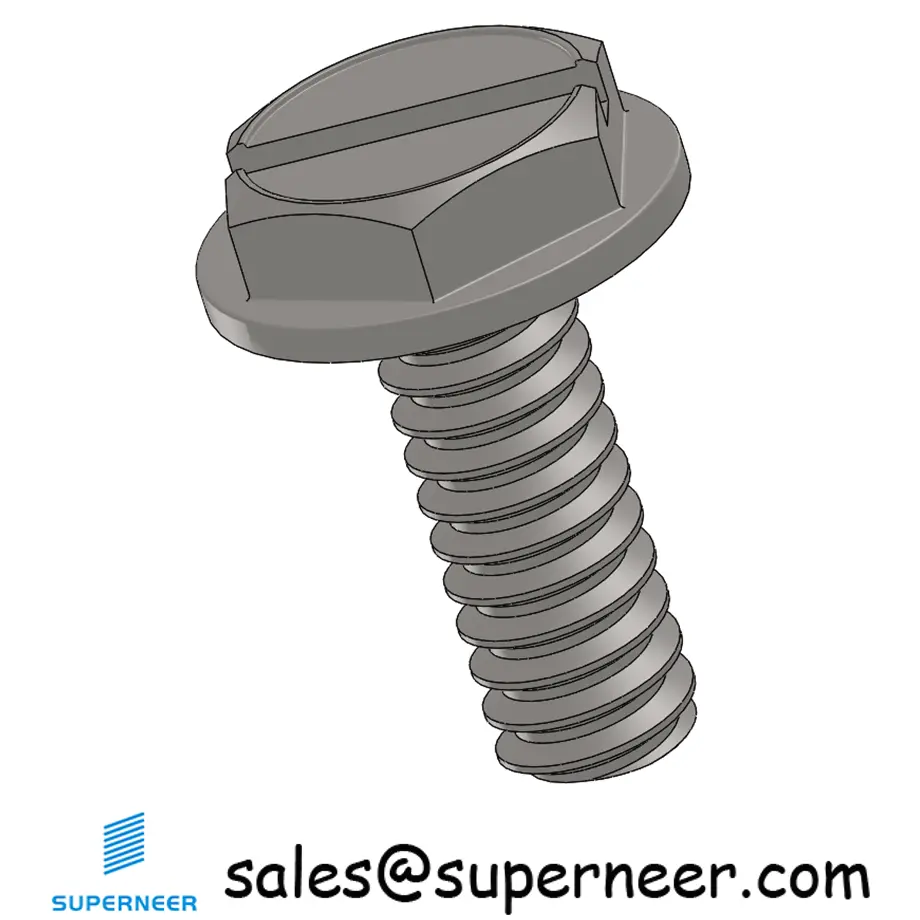 6-32 x 3/8" Indented Hex Washer Head Slotted Machine Screw SUS304 Stainless Steel Inox