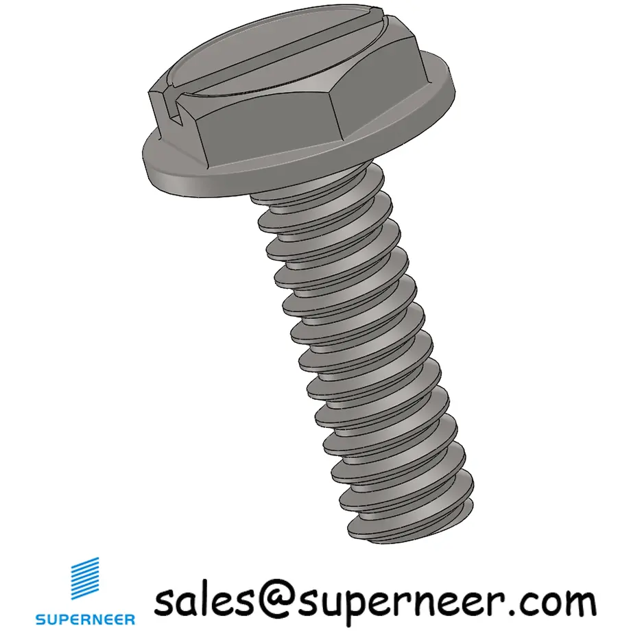 6-32 x 7/16“ Indented Hex Washer Head Slotted Machine Screw SUS304 Stainless Steel Inox