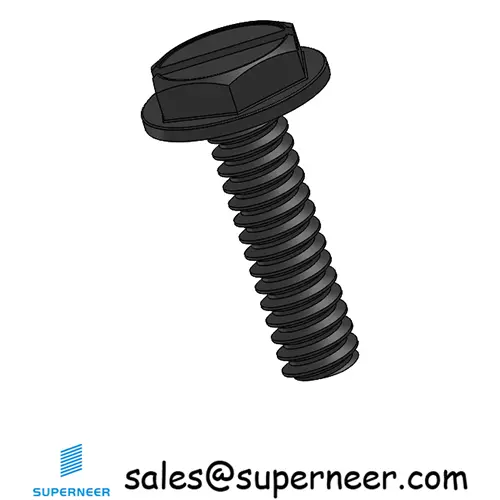 6-32 x 1/2" Indented Hex Washer Head Slotted Machine Screw Steel Black