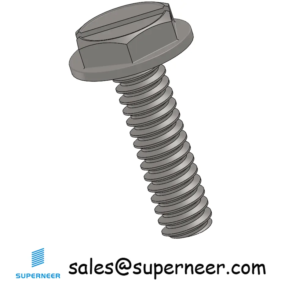 6-32 x 1/2" Indented Hex Washer Head Slotted Machine Screw SUS304 Stainless Steel Inox