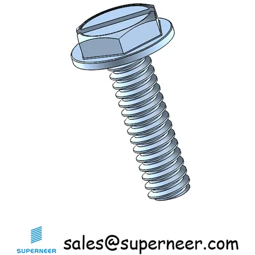 6-32 x 1/2" Indented Hex Washer Head Slotted Machine Screw Steel Blue Zinc Plated