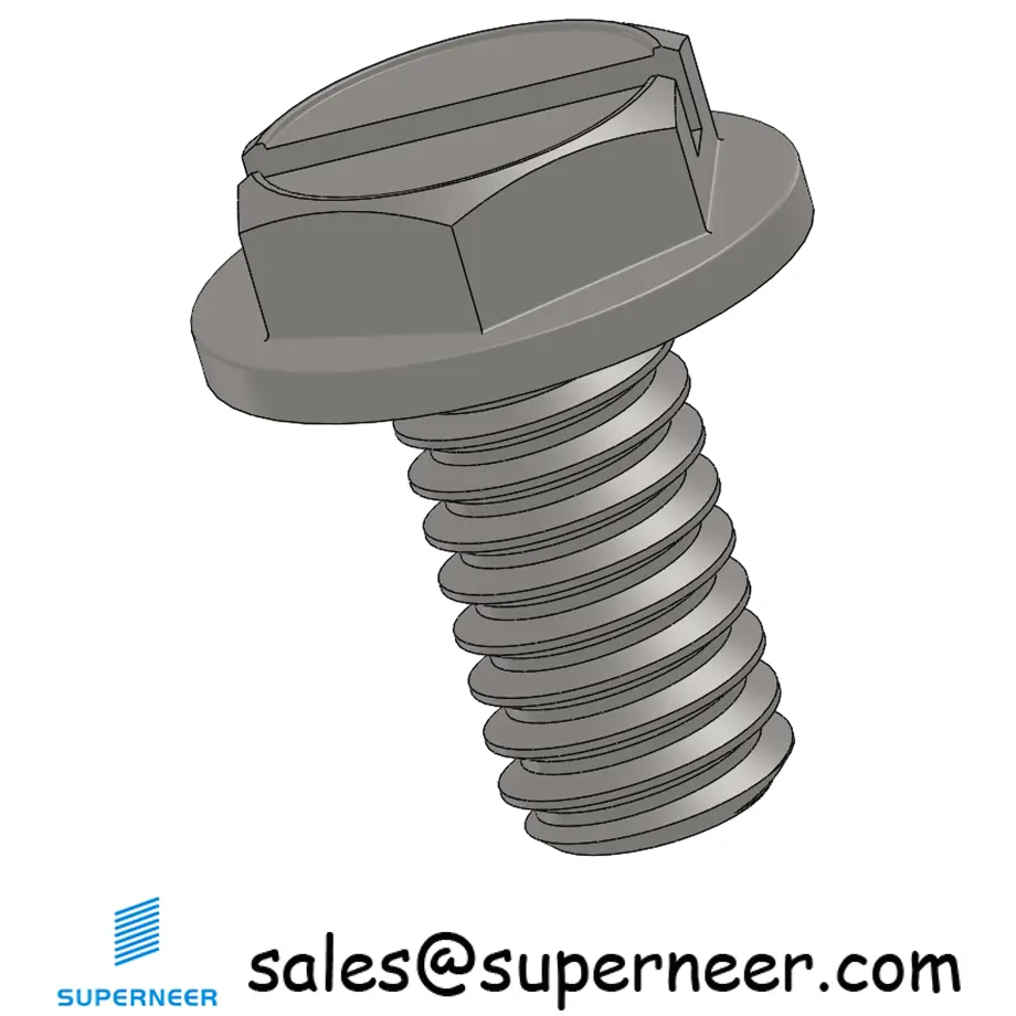 8-32 x 5/16" Indented Hex Washer Head Slotted Machine Screw SUS304 Stainless Steel Inox