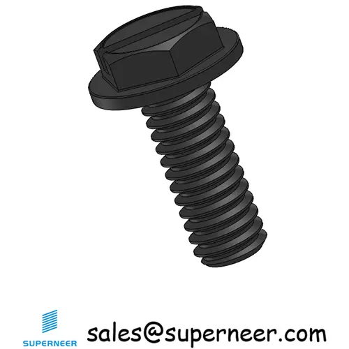 8-32 x 7/16“ Indented Hex Washer Head Slotted Machine Screw Steel Black