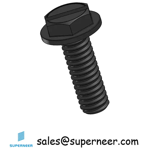 8-32 x 1/2" Indented Hex Washer Head Slotted Machine Screw Steel Black